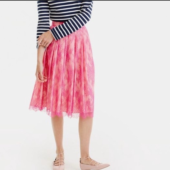 J. Crew Dresses & Skirts - J Crew Collection French Lace Midi Skirt in Pink